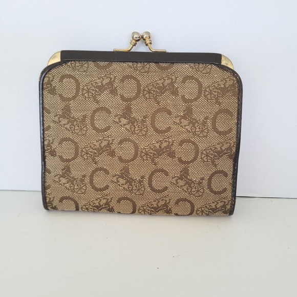 Celine Vintage Medium Bifold Horse And Carriage Wallet Kisslock Brown Tan Purse - Picture 2 of 13